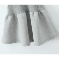 Vestido Mini de Moda para Mujer de Otoño Patchwork de Punto Americano con Cuello de Gorro y Mangas Cortas Vestido Grueso y Elegante para Ellas - details 2