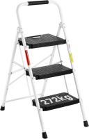 Escaleras Plegables de 3 Escalones, Capacidad de 272KG con Pedales Antideslizantes Anchos, Taburete Escaleras de Mano de Acero, Manubrio de Esponja, Uso en Interiores y Exteriores, Negro - details 22