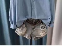 Blusas Bordadas de Flor Moda Coreana para Mujeres Primavera Camisa de Jeans de Diseñador - details 35
