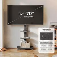 Soporte TV de Pie con Ruedas Blanco para Pantallas de 32 a 70 Pulgadas,Giro de 60 ° ,MAX VESA 600*400mm,Ajuste de Altura,Gestión de Cables, Soporte TV Ruedas con 2 Estantes y Base Madera - details 10