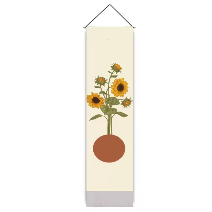 Serie de girasol, pinturas murales, tela de fondo decorativa para dormitorio de sala de estar, tela nórdica para colgar junto a la cama - 1