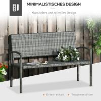 Homfa Patio al aire libre Banco de mimbre de ratán Silla de dos plazas Reposabrazos Cubierta de jardín Silla de ratán para todo tipo de clima Sofá de dos plazas - details 17