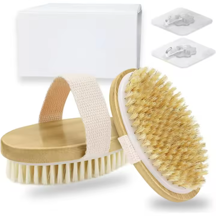 Cepillo de Cuerpo Seco Scttomon Pack Doble con Gancho Gratis Mejora la Circulación Cepillo de Ducha para Cuidado del Cuerpo - 1