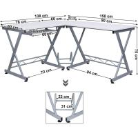 Escritorio de Esquina Forma L Mesa de Ordenador Ideal para Estudio y Juegos Ahorro de Espacio - details 2