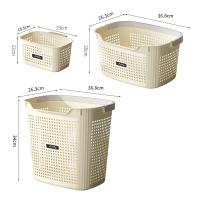 Cesta para ropa sucia con partición, cesta de almacenamiento de ropa sucia transpirable para el hogar, cubo de lavandería de plástico portátil para baño, 1 Uds. - details 0