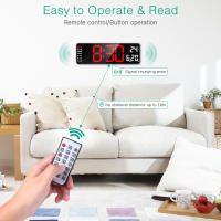 ORIA Reloj de Pared Digital, 13'' Reloj de Pared LED, Reloj de Mesa LED con Control Remoto, Pantalla de Fecha/Hora/Temperatura, Atenuador de Brillo, Temporizador, 2 Alarmas - details 5