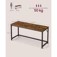 Mesa Oficina Pequeña y Estación Trabajo, Mesa para Teletrabajo, Estudio, Dormitorio, 50 x 100 x 76 cm, Estilo Industrial, Estructura Metal, Marrón Rústico y Negro Tinta LWD41X - details 46