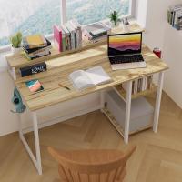 Escritorio de Ordenador con Soporte de Monitor Escritorio de Oficina con Estantes de Almacenamiento Ajustables Pequeño Escritorio Reversible para el Estudio Beige - details 6