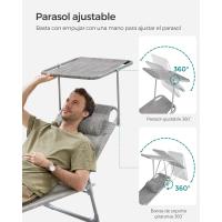 Silla de Sentado al Aire Libre Ajustable Plegable, 193 x 53 x 29 cm, Capacidad de 150 kg, con Parasol, reposacabezas, Respaldo - details 22