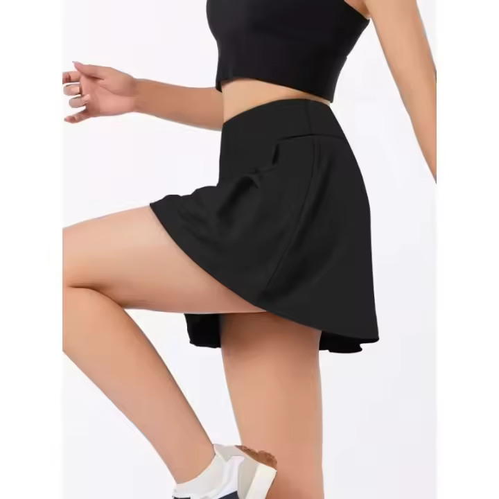 Falda de medio cuerpo de Color sólido con dobladillo Irregular plisado de punto cómoda y agradable a la piel con temperamento a la moda para mujer - 1