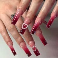 24 Piezas de Uñas Artificiales Negras con Cruces de Diamante Patrones de Arena, Presión, Escaleras Largas para Mujeres y Niñas - details 3