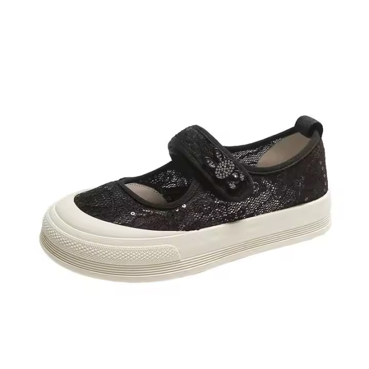 Nueva moda, cinta de moda, encaje antideslizante, zapatos deportivos informales planos únicos de verano para mujer, marca de zapatos ligera y barata - 1