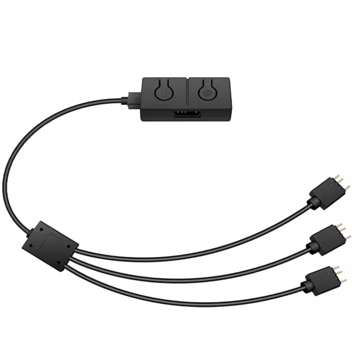 Adaptador de ADD-RGB de 5V/3 pines a 12V/4 pines con divisor de 3 vías, convertidor de 5V ARGB a 12V RGB, sincronización con placa base - 1