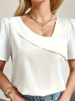 Blusa de talla grande con temperamento, camisa holgada informal para mujer, blusa elegante de manga corta para días de la semana - details 3