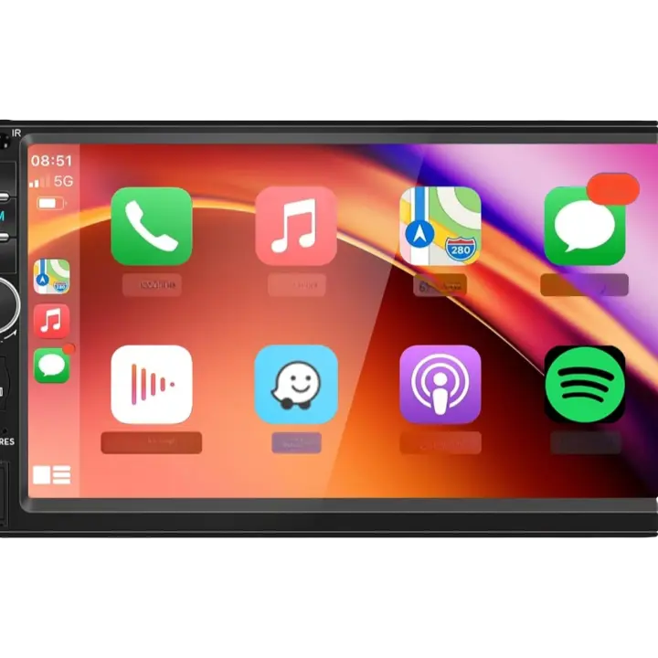 Pantalla Táctil Radio de Coche con Mirror Link FM/USB/AUX/EQ/TF/AUX Control del Volante + Cámara Trasera Micrófono - 1