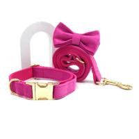 Collar de terciopelo fucsia para perros pequeños, lindo arnés ligero para perros, juego de tirón personalizado para cachorros con flores - details 9