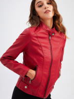 Chaqueta de cuero de imitación para mujer, chaqueta de motocicleta, delgada, corta, pu, primavera y otoño - details 4