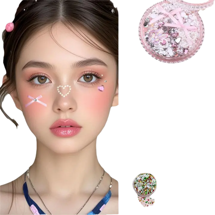 Parche de maquillaje facial de mariposa y flor, adhesivo de secuencia de cuentas de diamante DIY para uso en belleza de uñas y ojos - 1