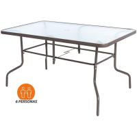 Mesa de jardín de Cristal y Acero |   De 150x90x75 cm |   Resistentes: Cristal Templado, Acero anticorrosión |   para 6 Personas |   para exterior |   Clásico - details 11
