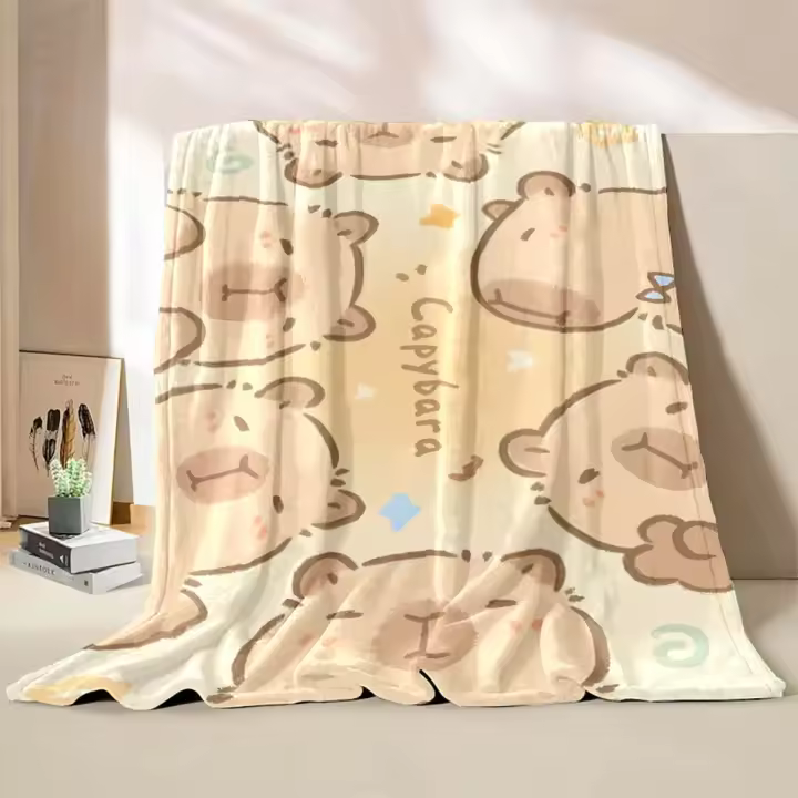 Manta Suave y Cálida con Dibujo de Capybara Ideal para Hogar y Viajes Regalo de Viaje Perfecto para Niños - 1