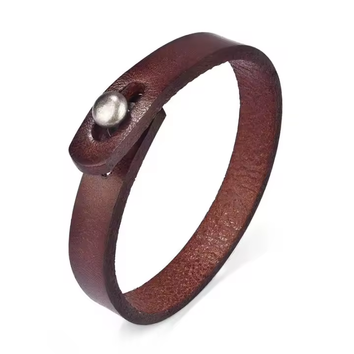 Jiayiqi-pulsera Vintage de cuero genuino para hombre y mujer, brazalete de mano, brazalete Punk, regalo de joyería para pareja - 1