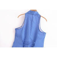 OUWU- Aoaiiys Vestido A Rayas Para Mujer Vestido De Un Solo Pecho Con Cuello Vuelto Corte En A Sin Mangas Moda De Verano Vestidos Elegantes Para Mujer - details 7
