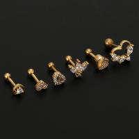 Piercing de acero quirúrgico para oreja, aretes de cristal para cartílago, 2 piezas, 16G, 16G - details 3