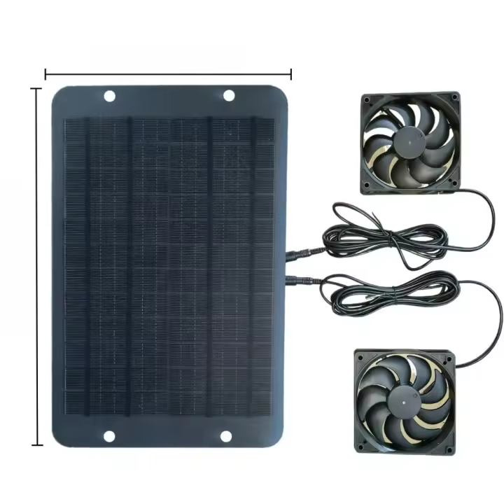 Ventilador Solar De Doble Fan 10W 15W Bajo Ruido Para Ventilación Diaria Al Aire Libre Sistema De Enfriamiento Con Ventilador Solar Resistente a La Lluvia Y Polvo - 1