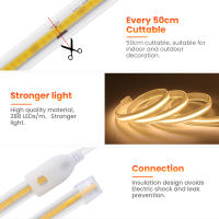 Tira de luces LED COB regulable para decoración exterior, cinta Flexible de luz FOB, resistente al agua, 220V, 360Leds/M RA 90, alto brillo, 3000K, 4000K, 6000K - details 9