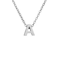 Collar de acero inoxidable con letras iniciales, collar de estangulamiento con letras plateadas, joyas colgantes de mujer - details 4