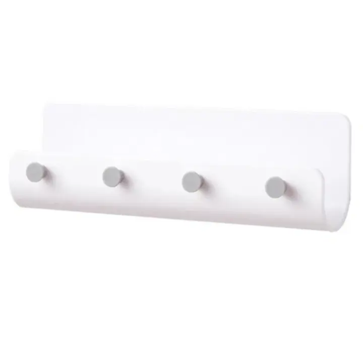 Estante de pared adhesivo, colgador de baño de estilo nórdico montado en la pared, gancho sin perforaciones, soporte de almacenamiento de llaves multiusos - 1