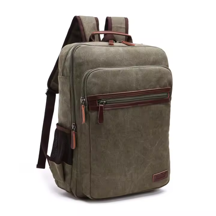 Rdovkxua Mochila De Lona Vintage Para Hombre, Bolso De Hombro De Viaje De Gran Capacidad, Mochilas Escolares Para Adolescentes, Mochila Para Ordenador Portátil - 1