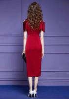 Fei Mengyi rojo verano estilo francés industria pesada lentejuelas pegatina temperamento falda dividida vestido 49735 - details 4
