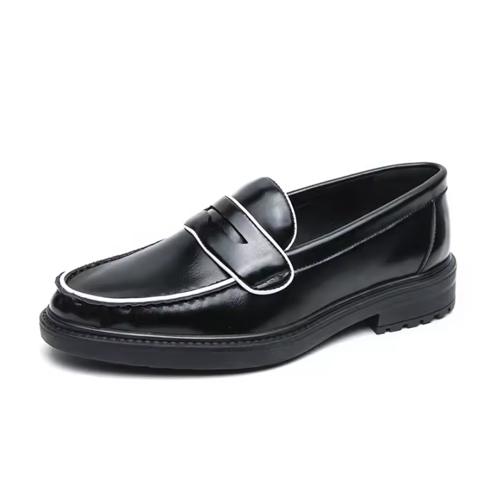 Mocasines de colores británicos para hombre, zapatos informales de tacón bajo con punta redonda de PU, simples y clásicos, de negocios - 1