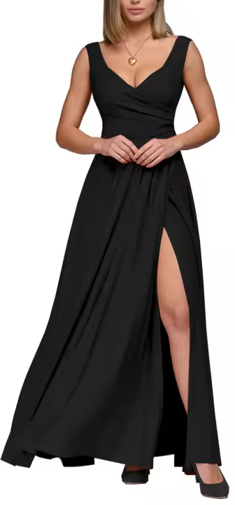 Ropa de mujer de color claro, sin mangas, con lazo en la cintura, falda larga de grupo - 1