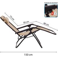 Pack de 2 sillas, Tumbonas Gravedad Cero reclinables con Bloqueo de Seguridad de Tejido Oxford y Acero de 95x65x106 cm, Hamacas jardín con cojín (Negro) - details 7