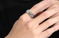 Anillo de Plata Esterlina S925 Diseño de Cilindro Giratorio con Mantra de Corazón Sutra - details 7