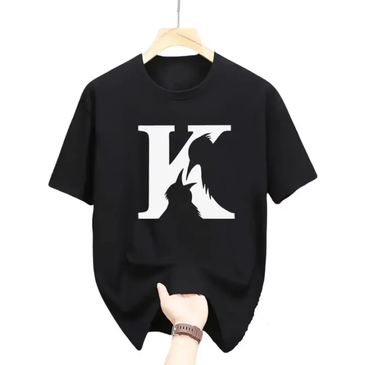 Camiseta de manga corta con cuello redondo y estampado de letra K creativa para hombre, top informal y cómodo para verano - 1