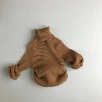 Suéteres de invierno para niños y niñas, jersey corto a cuadros liso, prendas de punto de cuello alto, ropa para niños - details 17
