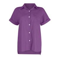 Camisa Simple y a la Moda para Mujer Algodón y Lino Informales, Clásicas con Manga Corta y Borlas - details 59