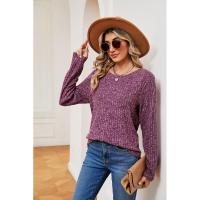 Jersey de manga larga para mujer, camiseta holgada con cuello redondo, tops de Color sólido, otoño e invierno, nuevo - details 4