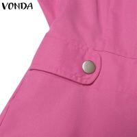 VONDA, vestido con volantes para mujer, verano 2025, vestido veraniego de Color sólido, Vestidos de playa con cuello en V, bata holgada informal bohemia de gran tamaño - details 12