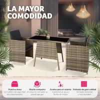 Conjunto de Exteriores de Aluminio Resistente a la Intemperie 2 Sillas con Almohadillas, Mesa de Cristal, Apilable, Fundas Extraíbles - details 2