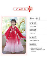 Hanfu primavera y otoño vestido elegante antiguo súper inmortal para niñas pequeñas falda de bata de estilo chino Tang para niños - details 2