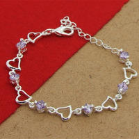 Pulsera de Zirconio Cristal Púrpura con Forma de Corazón en Plata  de Alta Calidad Joyería de Fiesta y Compromiso para Mujer Regalo de Andara - details 10