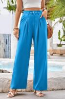 Pantalones de cintura alta para mujer, pantalones de vestir lisos a la moda, pantalones holgados de pierna recta para primavera y otoño - details 25