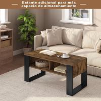 Mesa Centro Baja Mesa Auxiliar de 2 Niveles Mesita Lateral para Sofá Mesa de Café con Comodidades - details 5