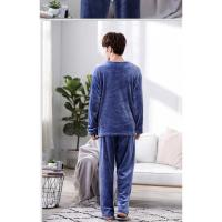 Pijama Caliente Para Hombre Otoño Invierno Coral polar Manga Larga Tejido Suave Confor Para Dormir Ropa Casera Joven - details 3