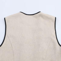 TRAFZA-vestido Midi elegante de verano para mujer, vestidos plisados ​​adornados con forro abierto y mezcla con cinturón y cuello en V sin mangas para oficina - details 9