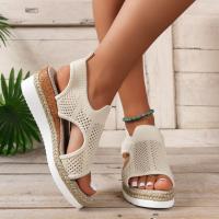 Sandalias de plataforma de malla para mujer, zapatos de cuña con punta abierta, ligeros e informales, novedad de verano - details 4